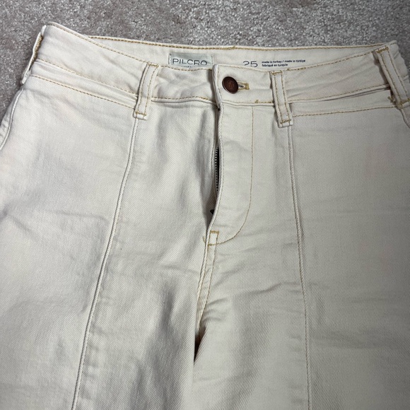 Pilcro Anthropologie sz 25 buttery cream Denim wide cuff wide leg jeans - Picture 3 of 10